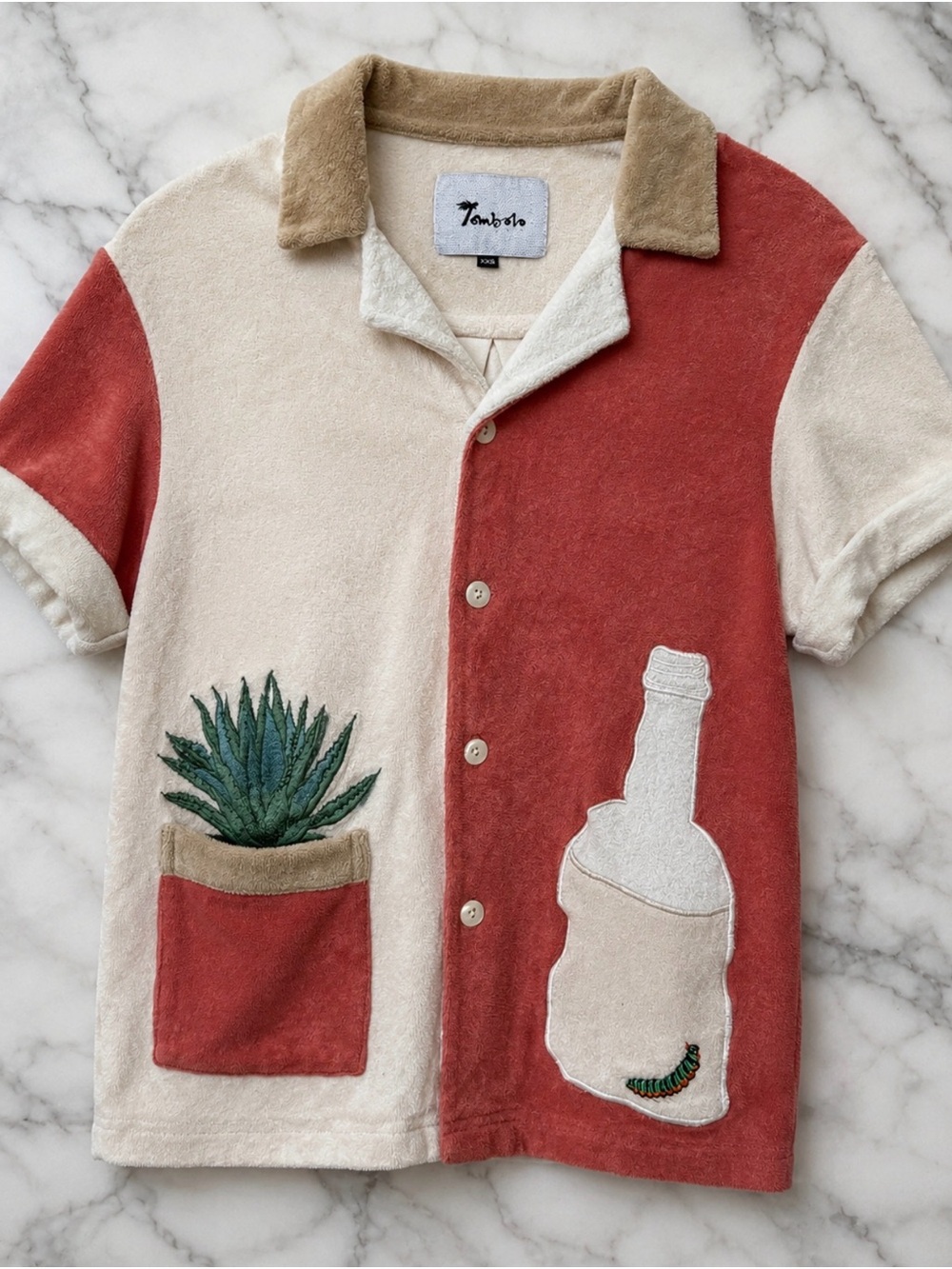 Tombolo “¡Gusanito!” Cabana Shirt XXS Colorblock Agave Bottle Terry